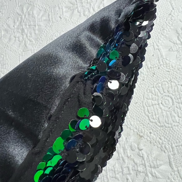 Black Sequin Pillow with Green LOVE Design - Picture 5 of 11